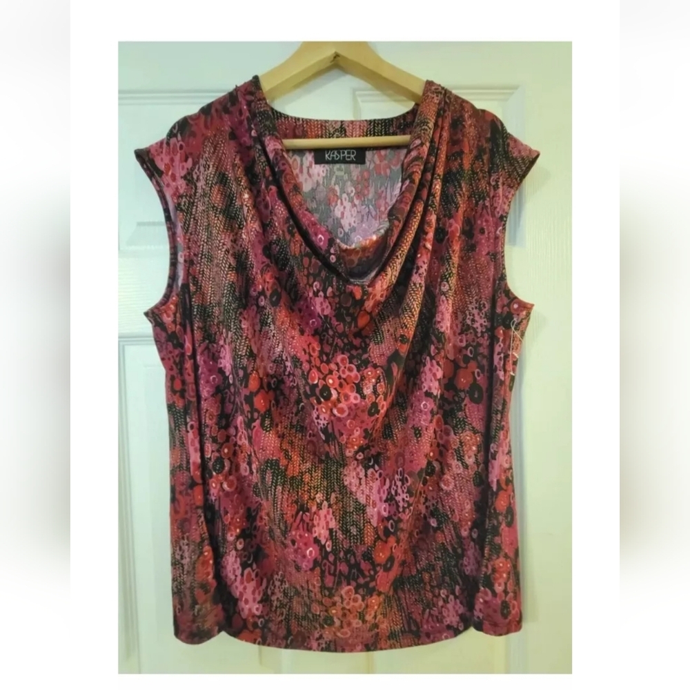 Kasper Women's 1XL Two-piece Stretch Set Blouse & Open Front Jacket‎